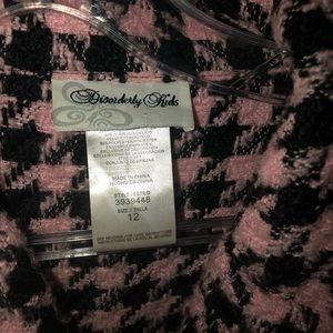 Girls pink houndstooth wool - like coat